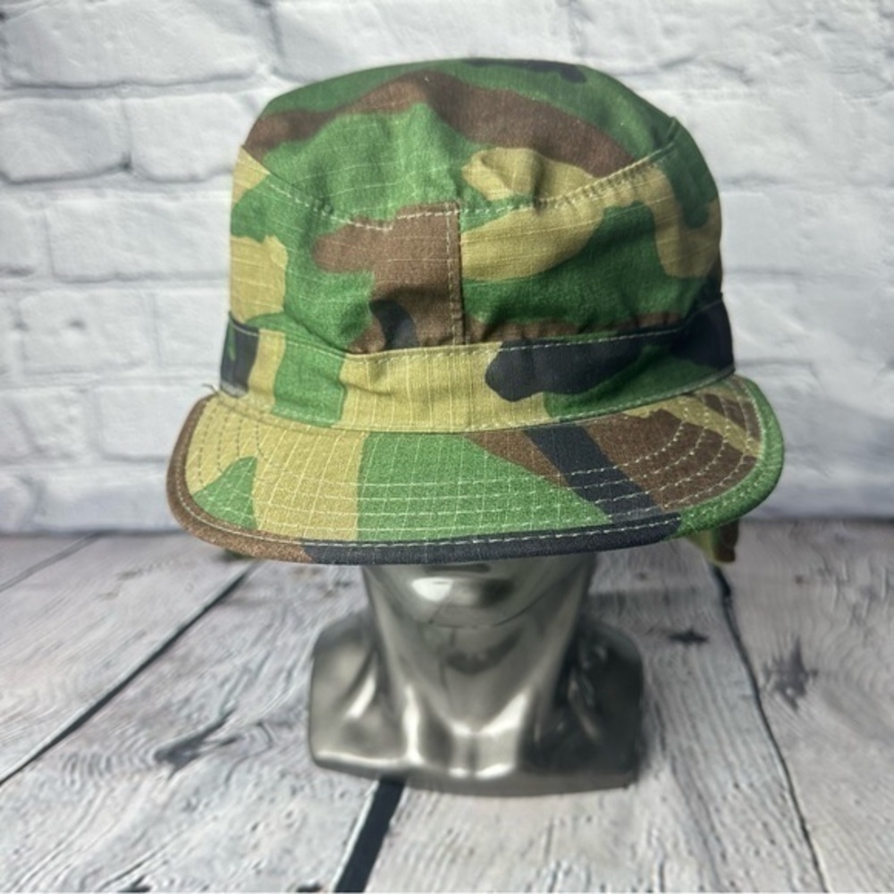 US Military Issue Army Camouflage Cap Combat BDU Cap Hat Size 7 Ear Flaps